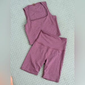 Beyond Yoga Women's Athletic Shorts Set in Mauve Pink